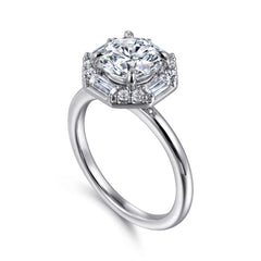 Octagonal Hidden Halo Diamond Engagement Ring thumbnail 3