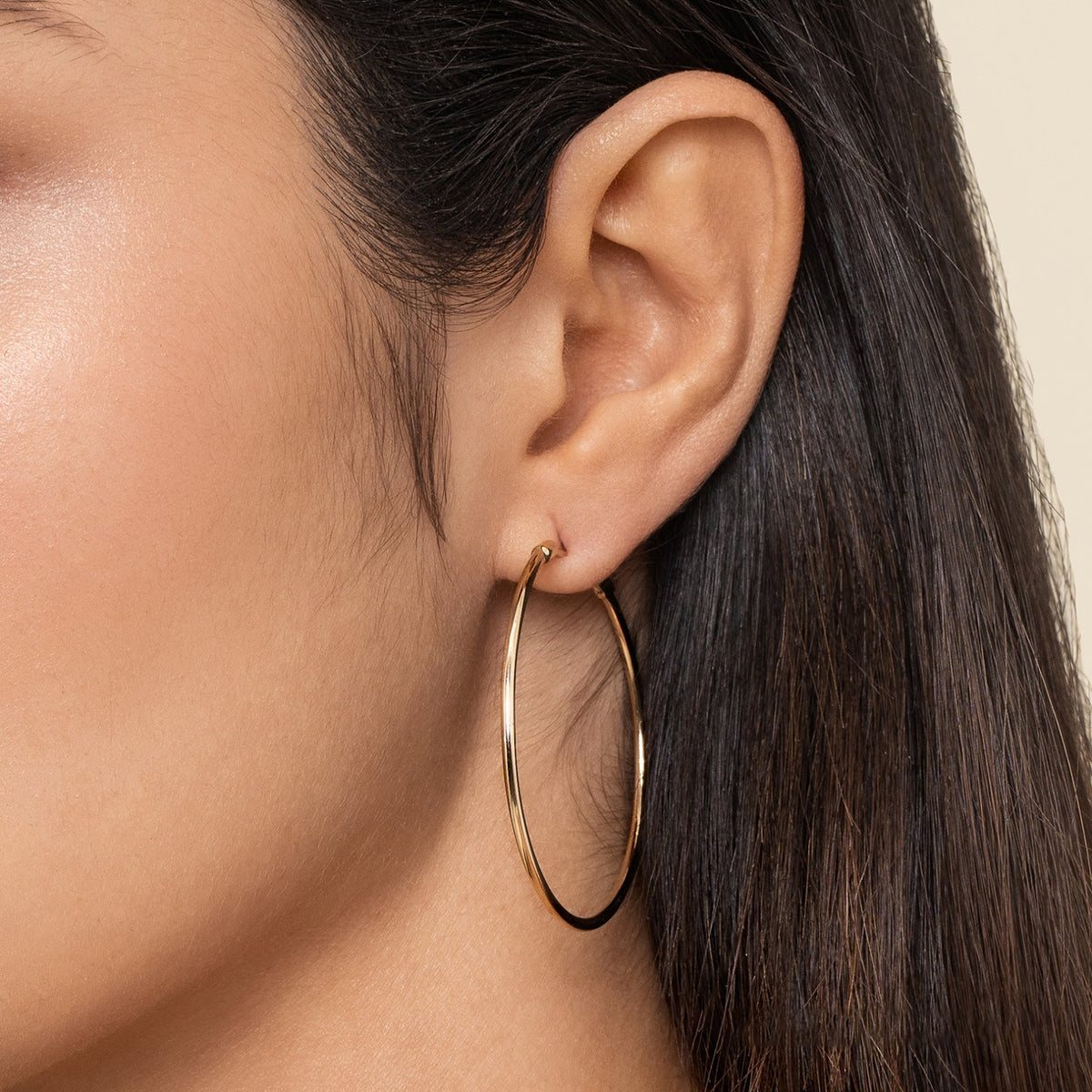 Classic Hoop Earrings 14K Yellow Gold 40mm - View 2