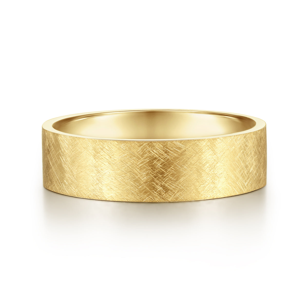 14K Yellow Gold 6mm Men's Wedding Band in Brushed Finish - View 1