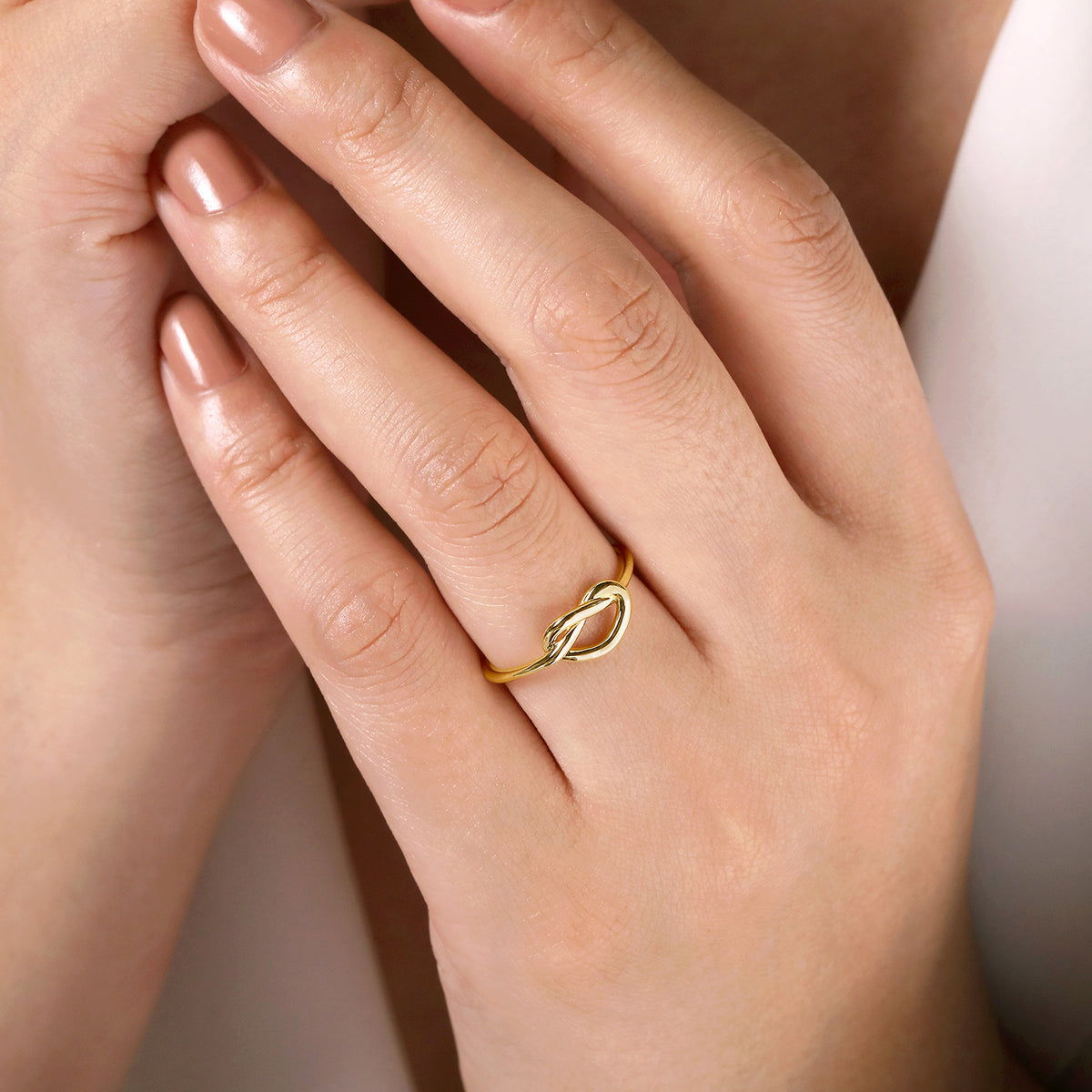 14K Yellow Gold Twisted Heart Pretzel Ring - View 5