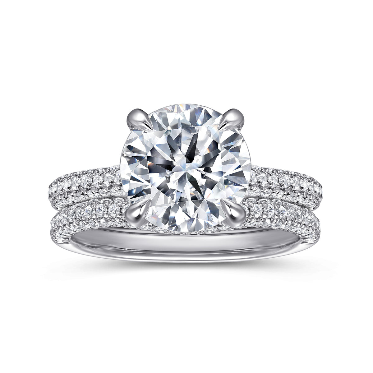 14K White Gold Diamond Wedding Band - View 4