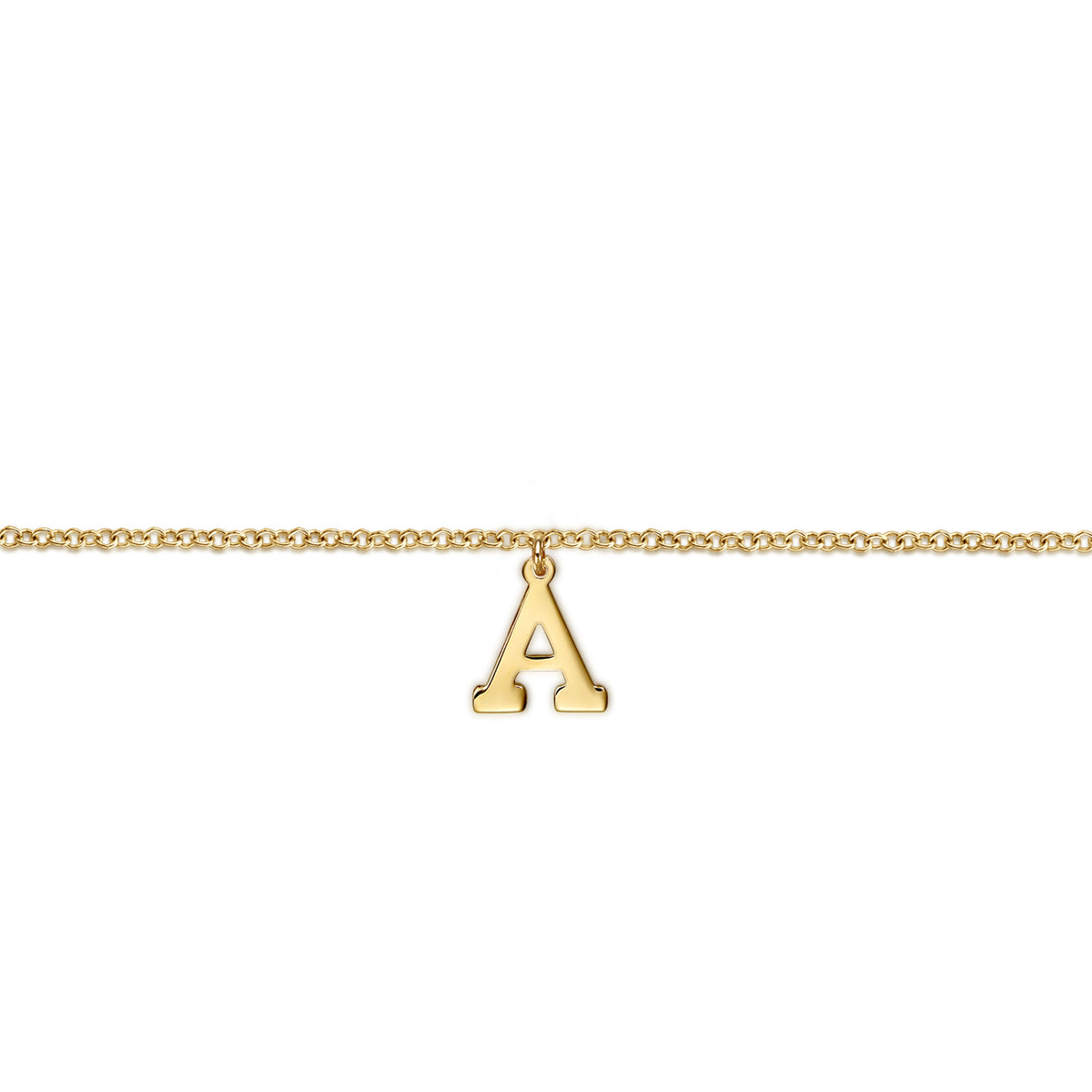 14K Yellow Gold Initial A Bracelet - View 2