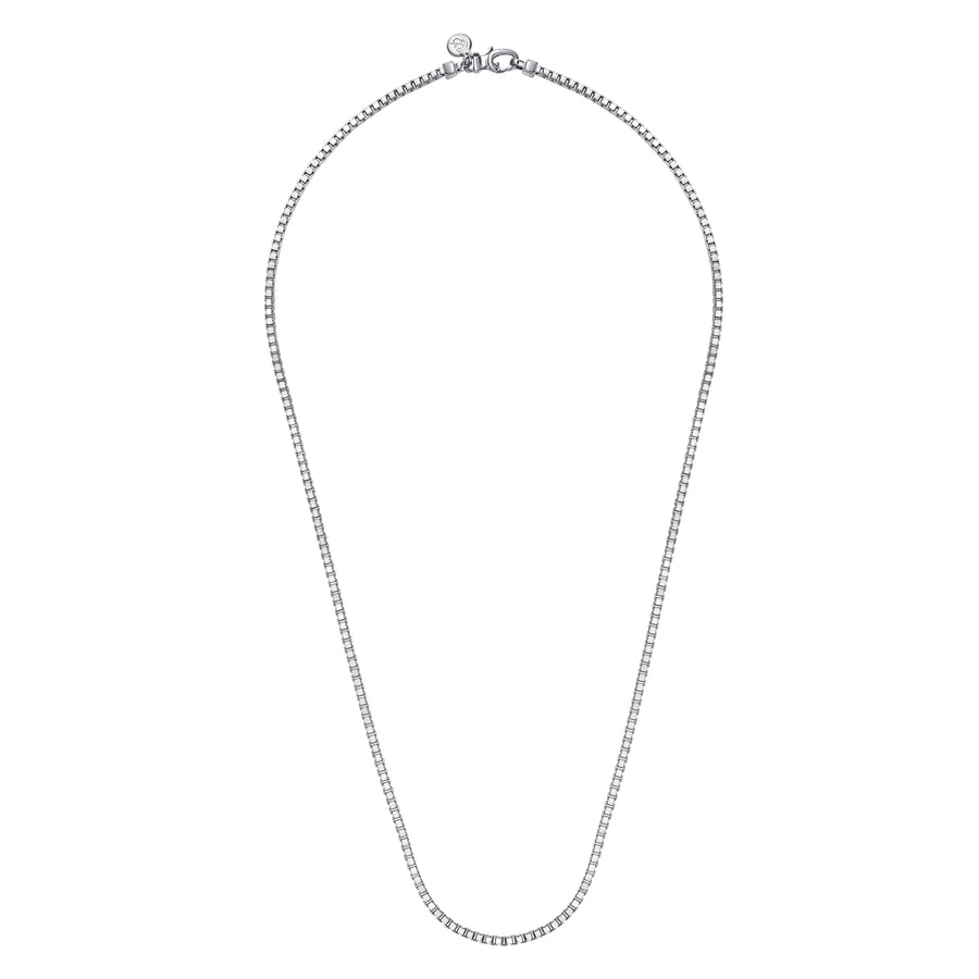 22 Inch 2.5mm 925 Sterling Silver Men's Solid Box Chain Necklace