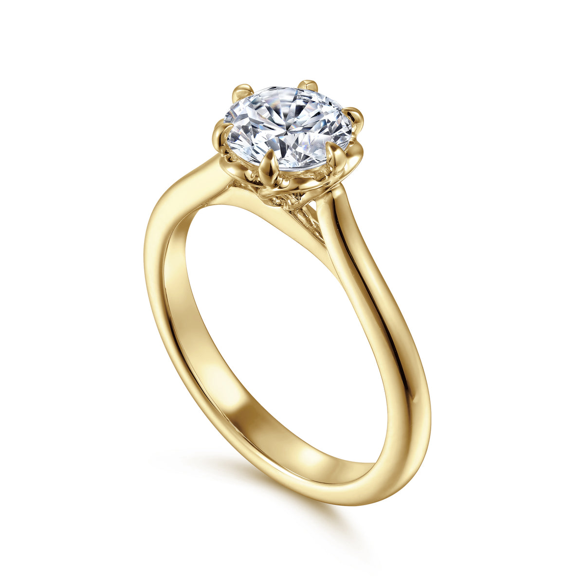 Six-Prong Round Solitaire Diamond Engagement Ring - View 3