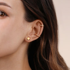 14K Yellow Gold Hexagon Stud Earrings thumbnail 3
