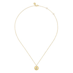 14K Yellow Gold Round J Initial Pendant Necklace with Diamonds thumbnail 2