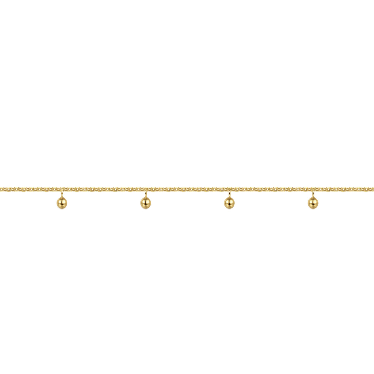 14K Yellow Gold Chain Bracelet with Metal Bead Drops - View 2