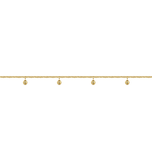 Bracelet chaîne en or jaune 14 carats avec perles métalliques pendantes