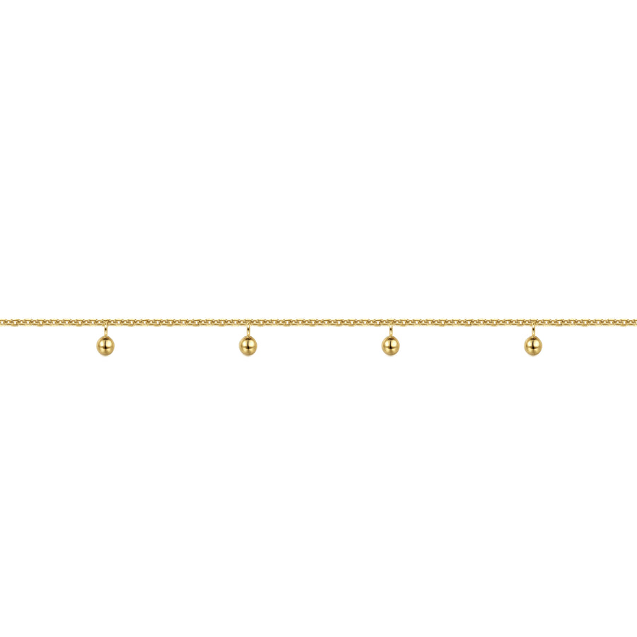 14K Yellow Gold Chain Bracelet with Metal Bead Drops