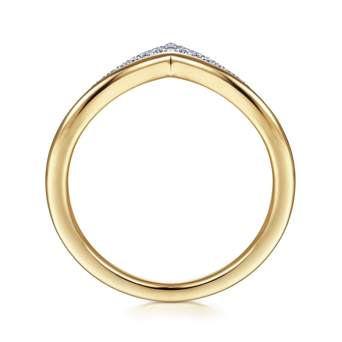 14K White & Yellow Gold Diamond Chevron Ring - View 2