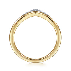 14K White & Yellow Gold Diamond Chevron Ring thumbnail 2