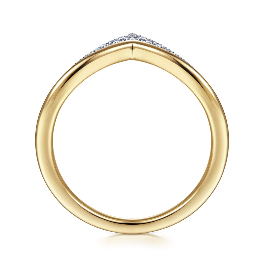 14K White & Yellow Gold Diamond Chevron Ring
