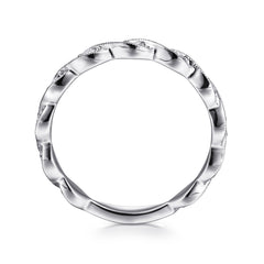 14K White Gold Twisted Diamond Stackable Ring thumbnail 2