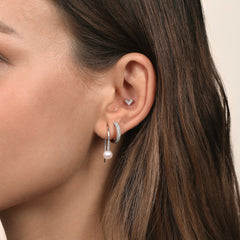 14K White Gold Diamond Chevron Earrings thumbnail 3