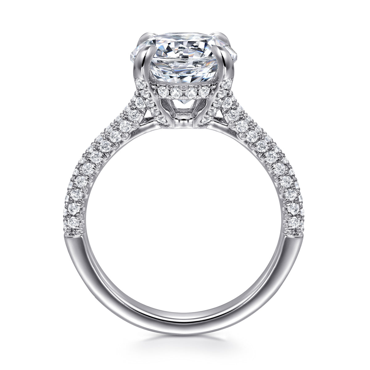 14K Gold Round Pavé Diamond Engagement Ring - View 2