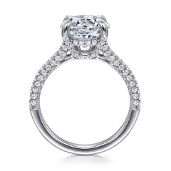 14K Gold Round Pavé Diamond Engagement Ring thumbnail 2