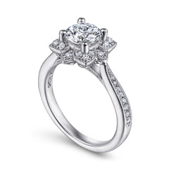Vintage-Inspired Round Halo Diamond Engagement Ring - 0.21 CTW thumbnail 3