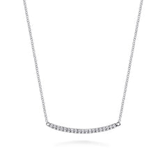 14K White Gold Diamond Pavé Curved Bar Necklace thumbnail 1