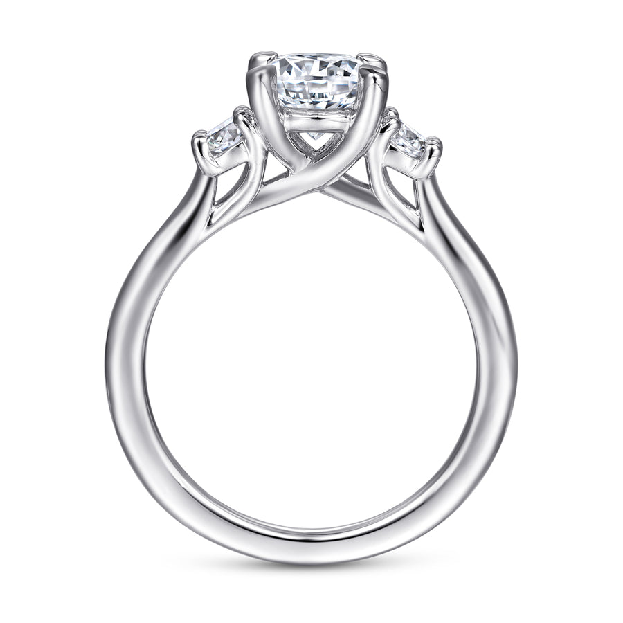 Classic 14K Gold Round Three Stone Diamond Engagement Ring