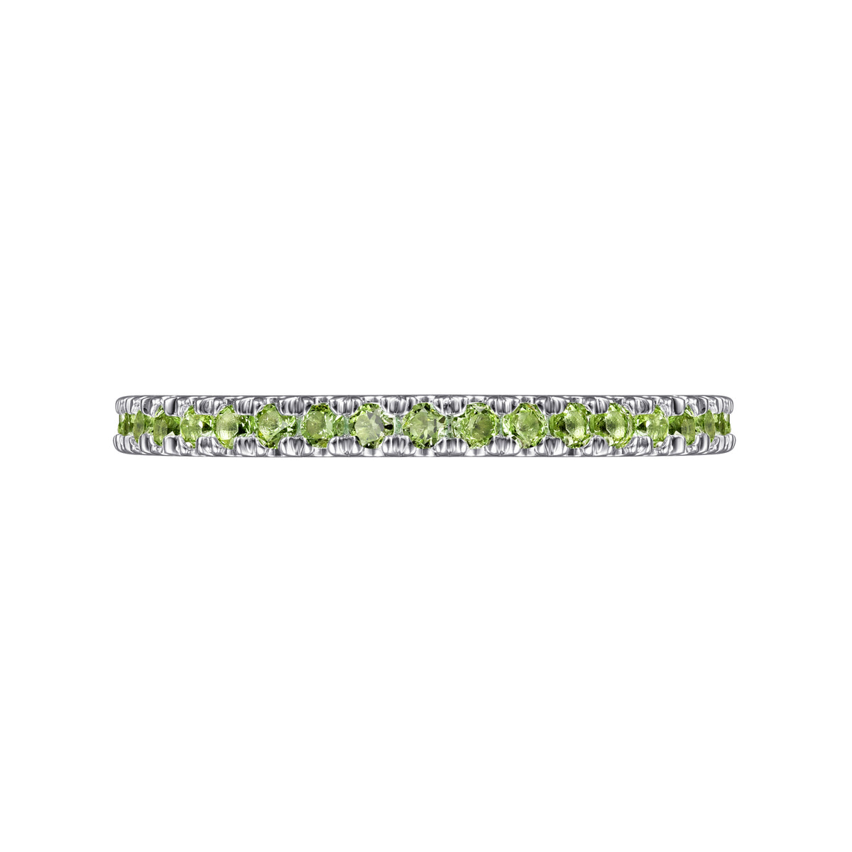 14K White Gold Peridot Stackable Ring - View 6