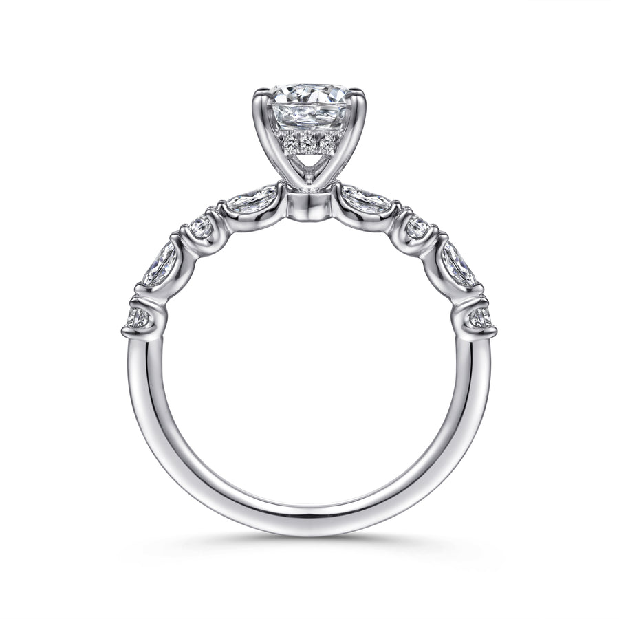 Contemporary 14K Gold Round Diamond Engagement Ring - 0.46 CTW