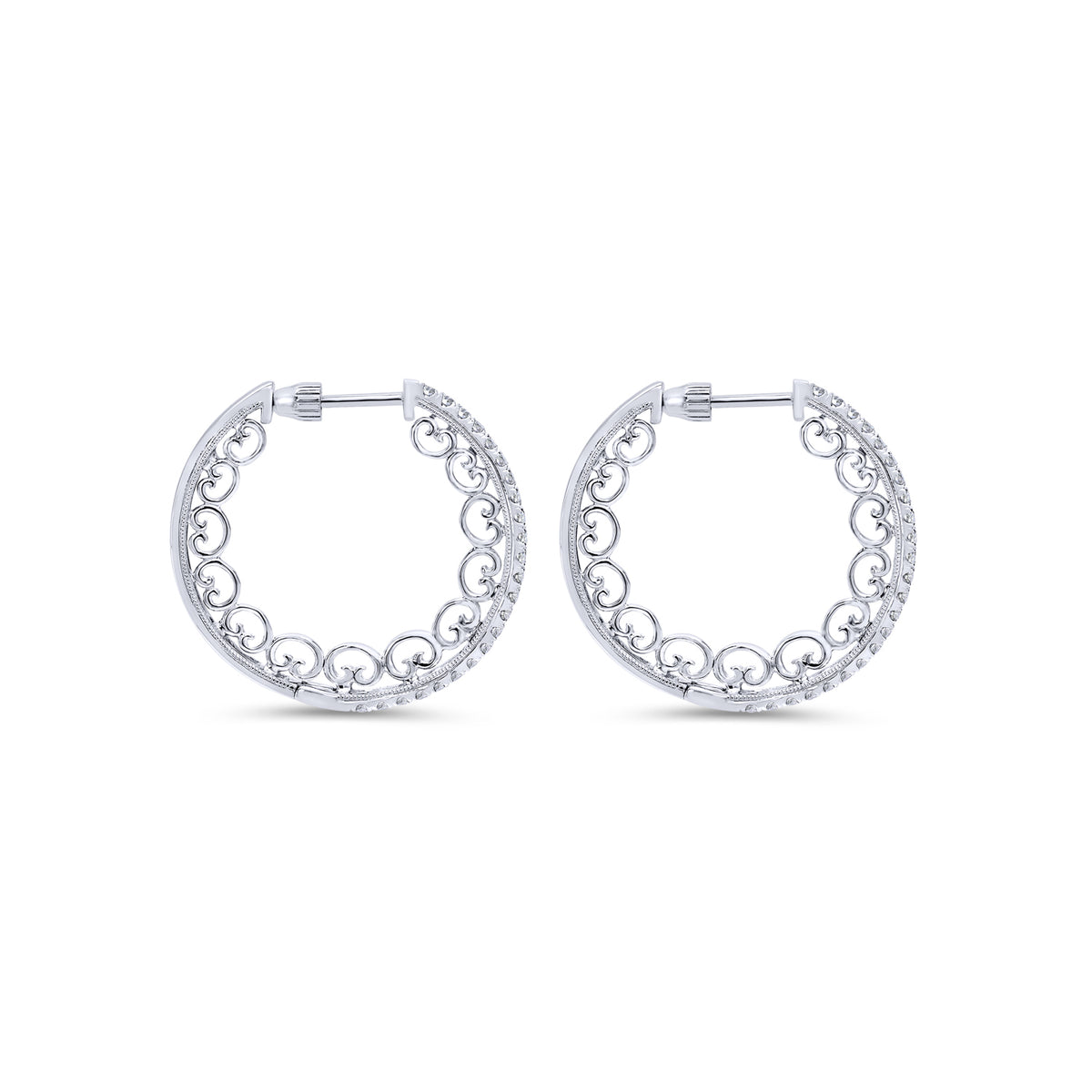 14K White Gold Diamond 20mm Fashion Earrings - View 2