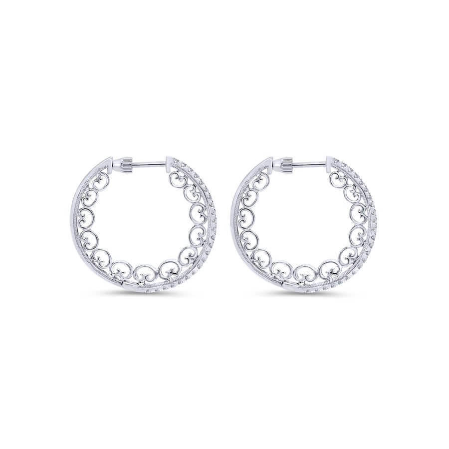 14K White Gold Diamond 20mm Fashion Earrings