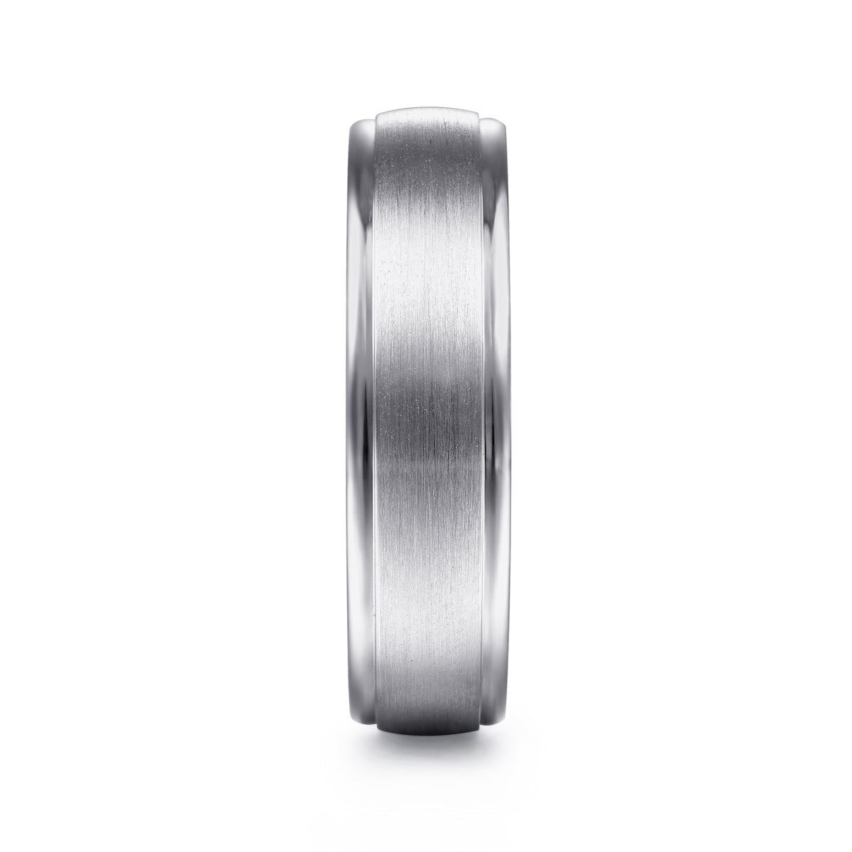 14K White Gold 6mm Men's Wedding Band in Satin Finish - View 4