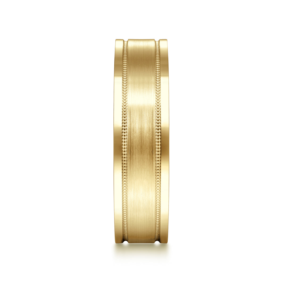 14K Yellow Gold 6mm Men's Wedding Band in Satin Finish - View 4