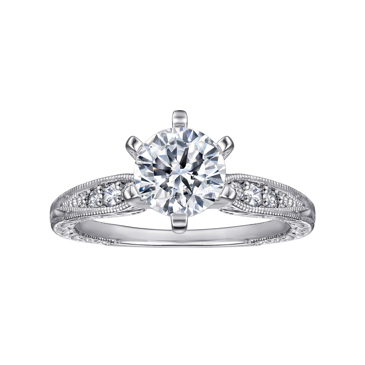 Victorian 14K Gold Round Diamond Engagement Ring - 0.09 CTW - View 5