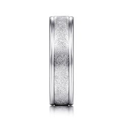 14K White Gold 6mm Men's Wedding Band in Sand Blast Finish thumbnail 4
