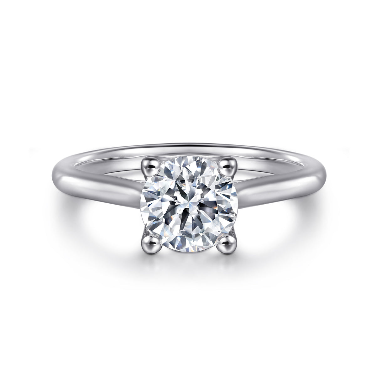 14K White Gold Round Diamond Engagement Ring - View 1