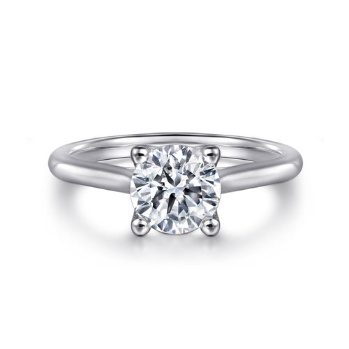 Bague de fiançailles en or blanc 14 carats avec diamant rond
