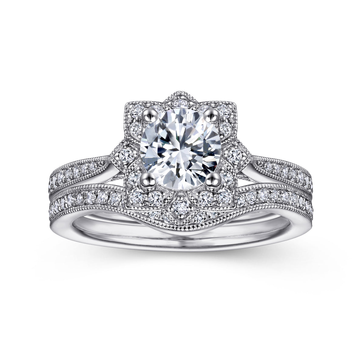 Vintage-Inspired Round Halo Diamond Engagement Ring - 0.21 CTW - View 4