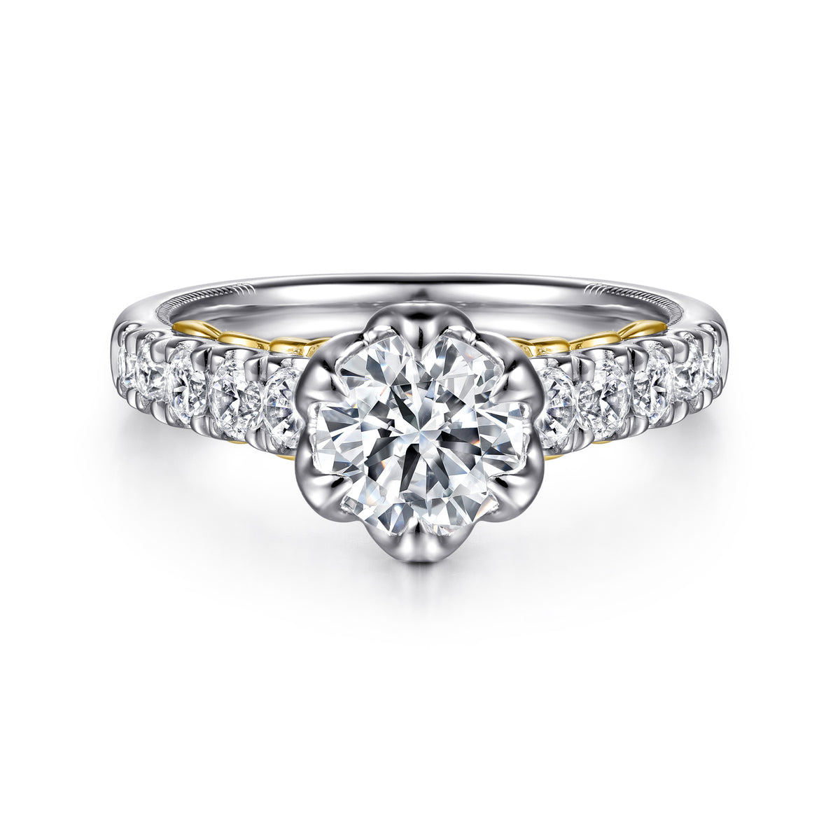 Victorian 14K Gold Round Diamond Engagement Ring - 0.55 CTW - View 1