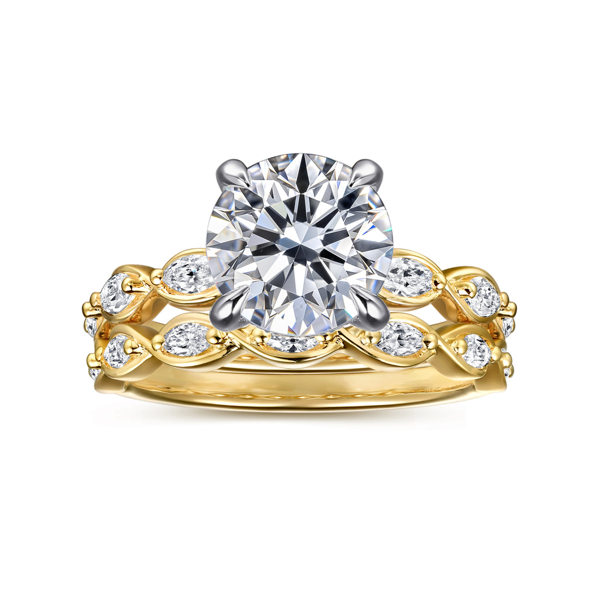 Contemporary 14K Gold Round Diamond Engagement Ring - 0.30 CTW - View 4