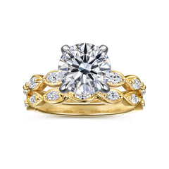 Contemporary 14K Gold Round Diamond Engagement Ring - 0.30 CTW thumbnail 4