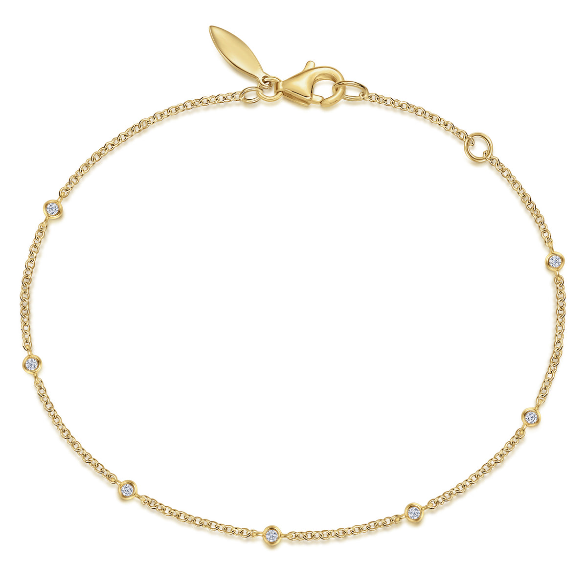 14K Yellow Gold Diamond Chain Bracelet - View 1