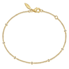 14K Yellow Gold Diamond Chain Bracelet thumbnail 1