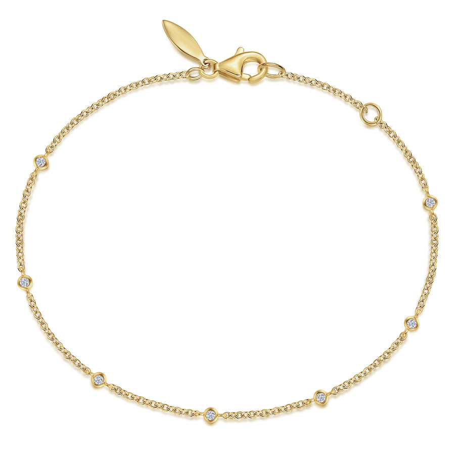 14K Yellow Gold Diamond Chain Bracelet