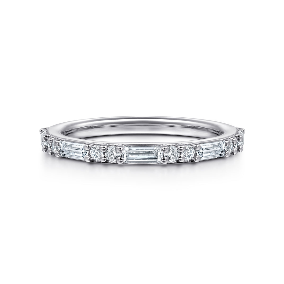 14K White Gold Diamond Wedding Band - View 1