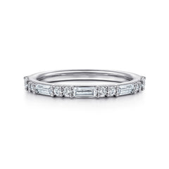 14K White Gold Diamond Wedding Band thumbnail 1