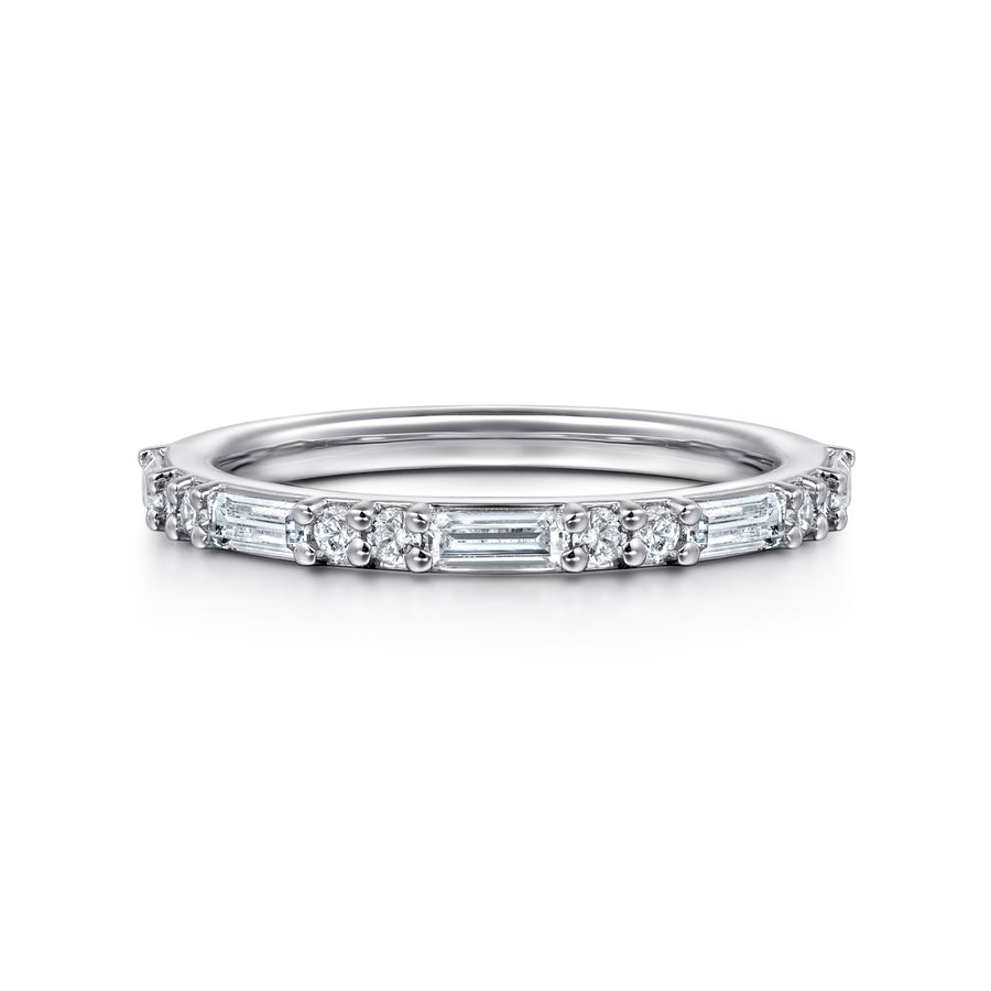 14K White Gold Diamond Wedding Band