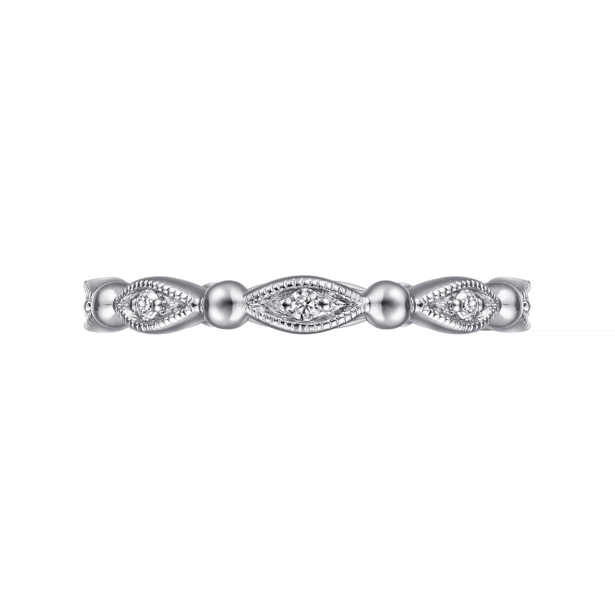 14K White Gold Diamond Stackable Ring - View 6