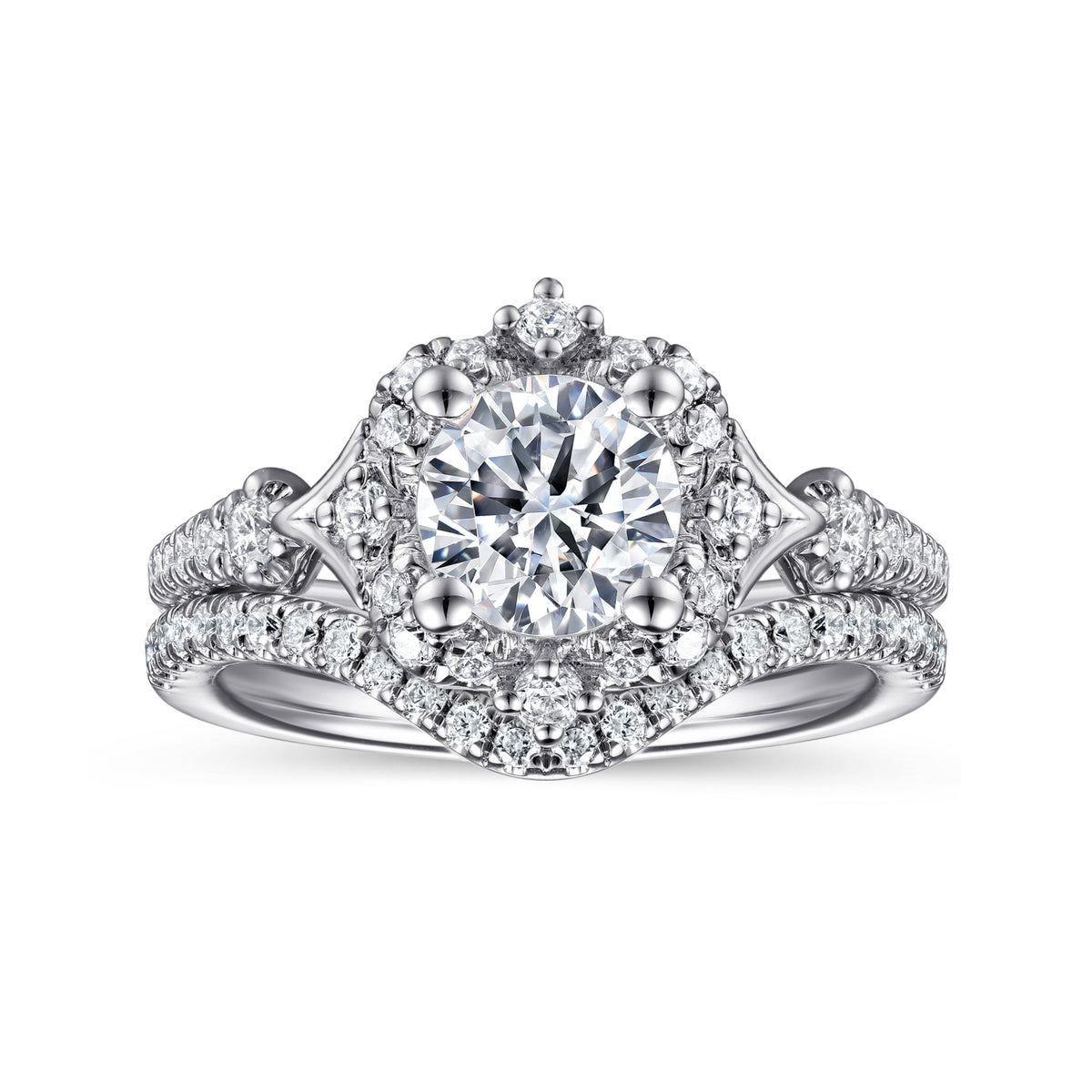 Victorian Round Halo Diamond Engagement Ring - 0.34 CTW - View 4