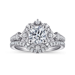 Victorian Round Halo Diamond Engagement Ring - 0.34 CTW thumbnail 4