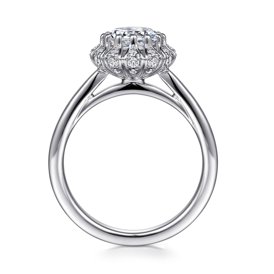 Contemporary Round Halo Diamond Engagement Ring