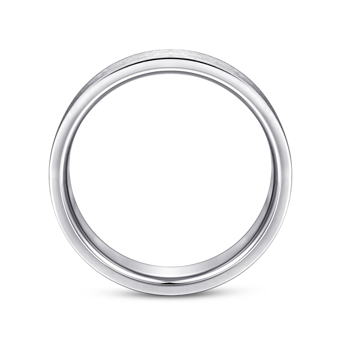 14K White Gold 6mm Brushed Finish Men's Wedding Band - View 2