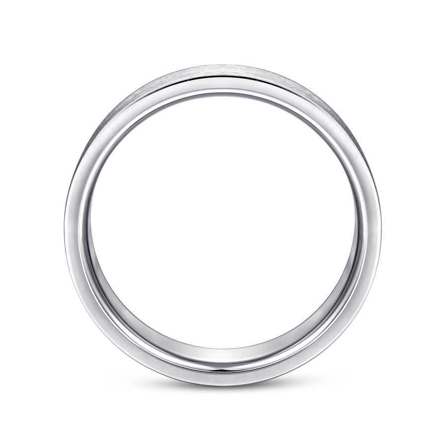 14K White Gold 6mm Brushed Finish Men's Wedding Band