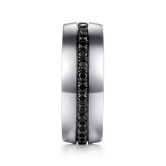 14K White Gold and Black Diamond Men's Band in High Polished Finish thumbnail 4